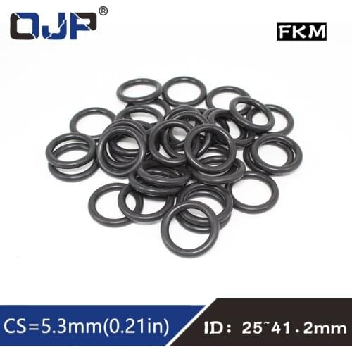 5PCS/lot Rubber Ring Black FKM O ring Seals 5.3mm Thickness ID25/28/30/32.5/35/37.5/40/41.2mm Rubber Seal Gasket Fuel Sealing