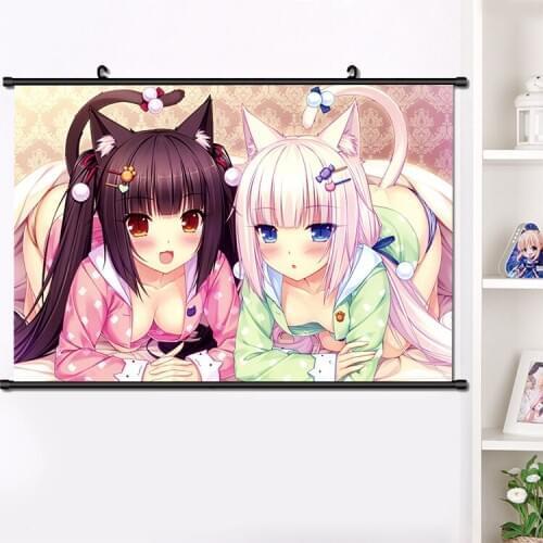 Anime NEKOPARA Chocolat Vanilla Azuki Coconut Wall Scroll Poster Manga Wall Hanging Poster Fashion Home Decoration 40*60cm