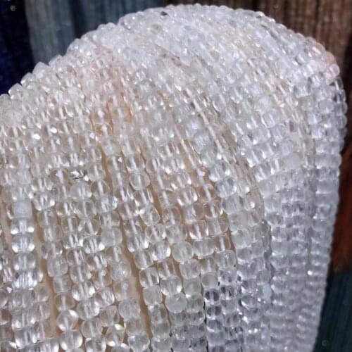 4mm Natural Clear Quartz Stone Beads Square Shape Loose Spacer Beads DIY Accessories For Jewelry Necklace Bracelet DIY