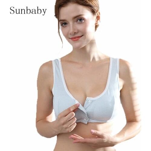 Nursing bra front open button non-rim breast-feeding underwear cotton ladies large size pregnant bra I0802