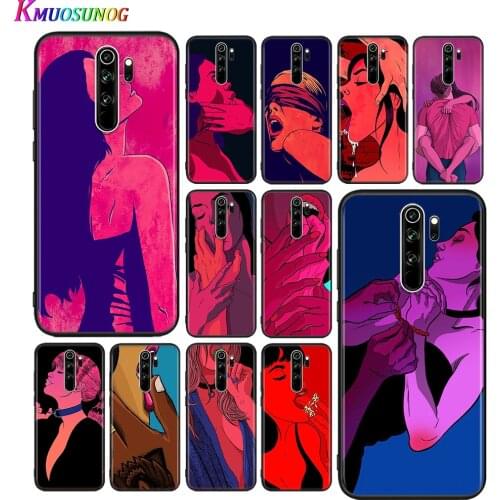 Silicone Cover Sexy Lips Hot Girl For Xiaomi Redmi Note 10 9 9S Max 8T 8 7 6 5 Pro 5A 4X 4 Black Phone Case