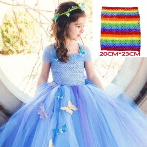 23x20cm Rainbow Sewing Knit Fabric Spool Handmade Kids Headband Skirt Accessories DIY Tulle Crochet Tutu Elastic Chest Wrap Tube