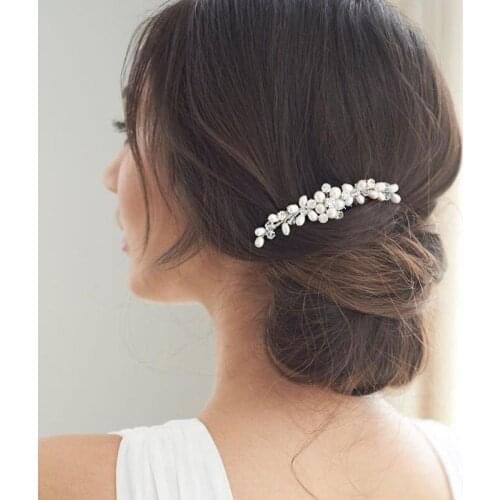 Floralbride Handmade Crystal Rhinestone Freshwater Pearls Bridal Hair Comb Headband Wedding Hair Accessories Women Dress Jewelry