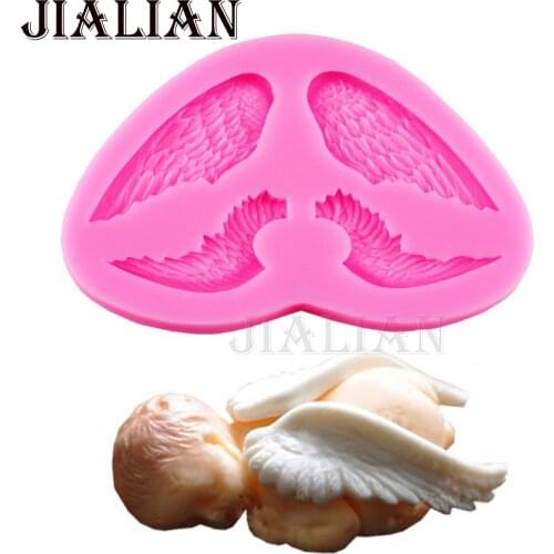 Hot Selling Angel Wing Shape Baby birthday 3D Silicone Cake Mold For Cake Decorating tools kitchen Baking mould T0672