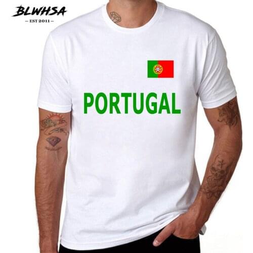 BLWHSA Portugal Fans Cheer T-shirt for Men Portugal Flag Letters printed T Shirts Cotton Short Sleeve Summer Tops