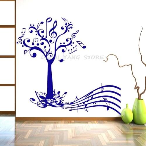 Art Wall Sticker Music Tree And Keys Notes Room Decoration Paper Abstract Wall Decor Removeable Poster Mural Vinyl Decal
