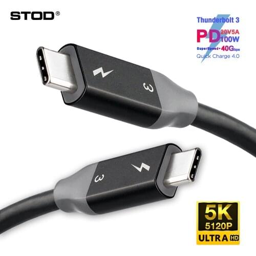 Thunderbolt 3 Cable 40Gbps PD 5A 100W Fast Charging USB C To C DisplayPort 4K 5K For MackBook Pro Air iMac USBC Charge Cord
