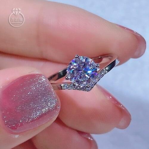 Crown style ring Real moissanite ring size 6.5mm 1CT one carat fashion design 925 Sterling Silver lab Diamonds Ring For Women