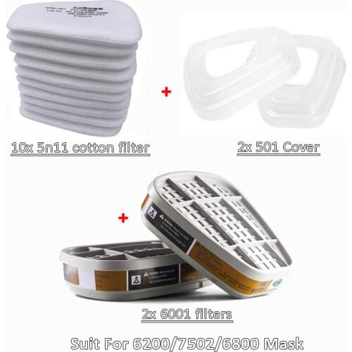 Gas mask Accessories 6001/6002/6004 Filtering box 5N11 Cotton Filters Set Replaceable For 6800 Mask Chemical Respirator Painting