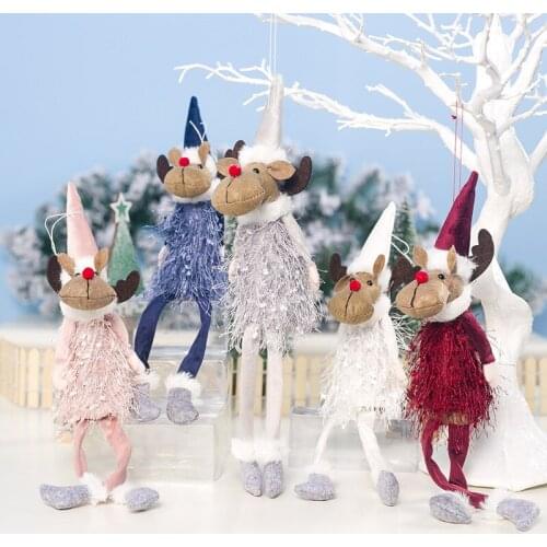 Elk Doll Christmas Tree Hanging Ornament Xmas Kids Gift Home Table Window Decoration