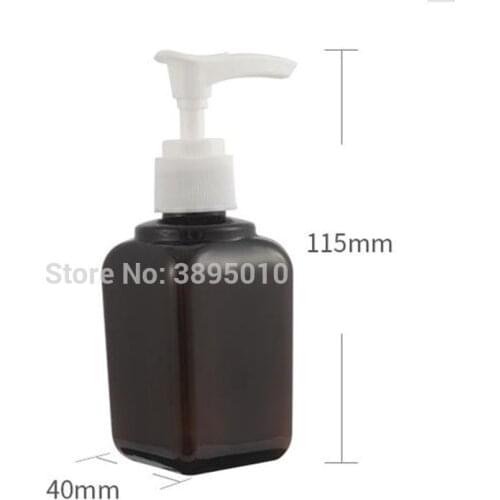 80ml Empty Brown Square Plastic Bottles With Pump 80G Cosmetic Packaging PET Bottle,Skin Care Lotion Cream Containers F808