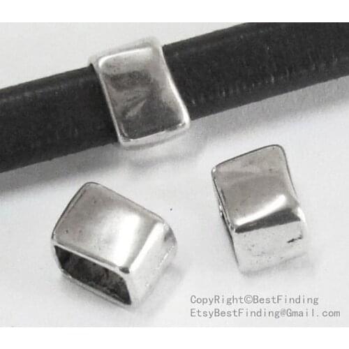 10x6mm Licorice leather findings Irregular Rectangle Square Licorice leather sliders -LF07