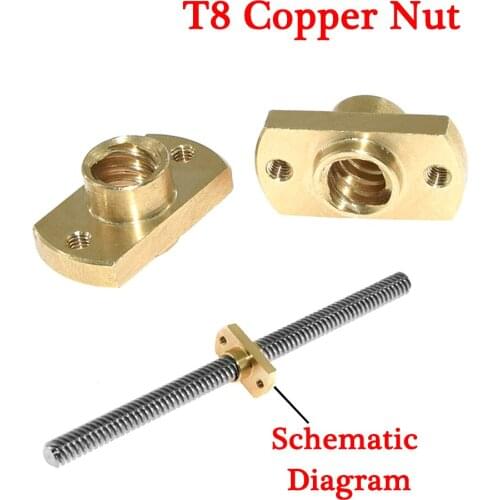 Brass T8x8mm lead screw Flange Nut Pitch 8mm Lead 8mm 3D Printer Accessories for CNC 3D Printer Parts T8 nut for CNC Parts