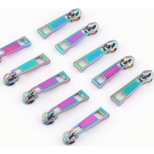 3# Rainbow Metal Zipper Head With Rectangular Separating Pulls For Sewing Purse Handbag Hardware Supplies Jacket Apparel