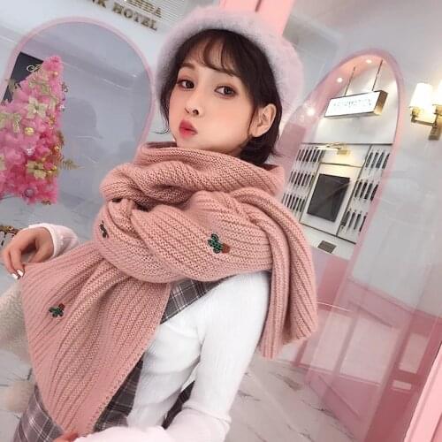 Mingjiebihuo New fashion scarf female winter Korean students wild knit long thick warm Harajuku style small fresh wool collar