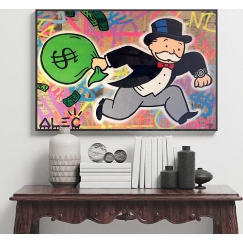 Modular Canvas Alec Monopoly HD Prints Graffiti Pictures Wall Artwork Painting Money Home Decor Currency Posters For Living Room