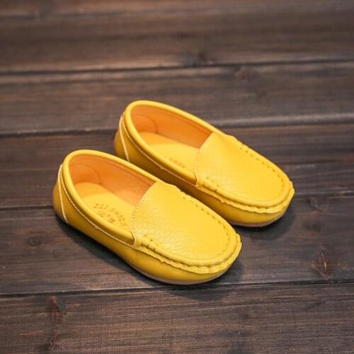 Kids Shoes Candy Colors Unisex Boys Girls Soft Loafers Slip-on PU Leather Shoes for Children Size 21-36 Moccasin Hot