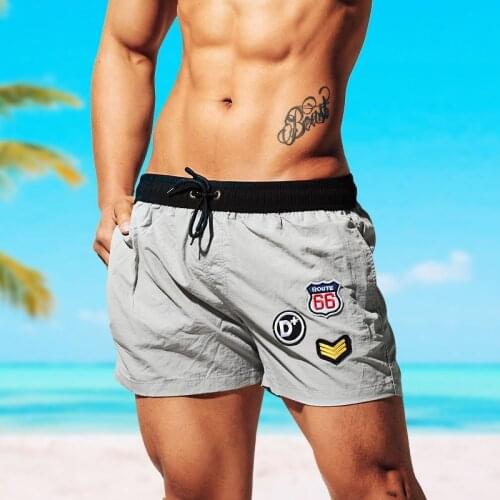 Desmiit Swimwear Mens Sport Running Gym Shorts Mesh Liner Athletic Beach Shorts Bathing Suit Short De Bain Homme Swimsuit