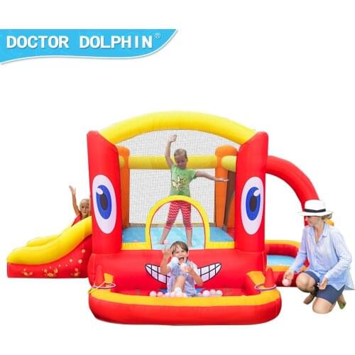 Doctor Dolphin Fly Car Inflatable Bounce House Small Slide Bouncy Castle Jumper Jump Game for Kids Pool with Blower