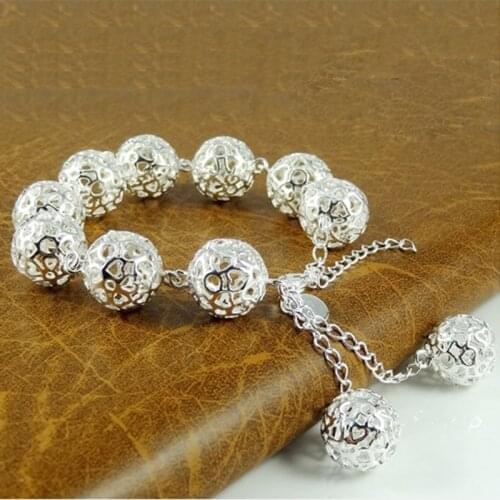 New 2019 Fashion 925 Silver Hollow Round Ball Charm Bracelets For Women Fashion Jewelry Chain Bracelet