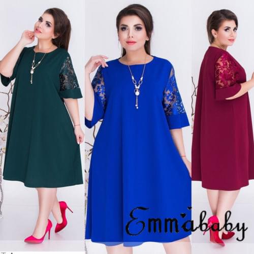 New Women Casual Short Sleeve Solid Loose Tunic Top Shirt Dress Vestidos
