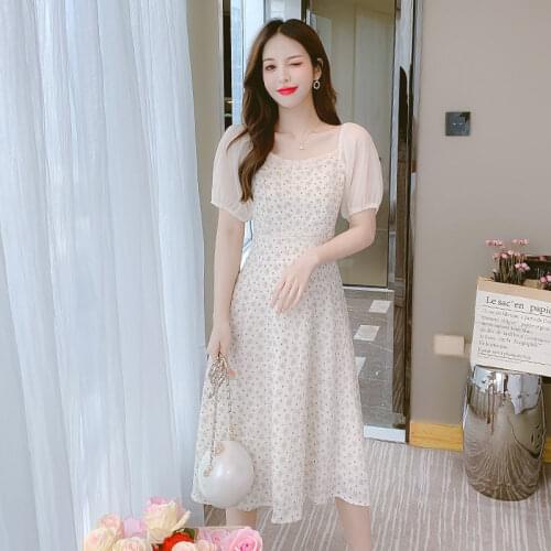Fairy dress summer 2021 new chiffon dress French first love floral suspender dress small Mori dress