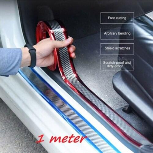 Car threshold bar anti-tread stick front bar decorative bar chrome shiny door crash bar bumper anti-scratch carbon fiber