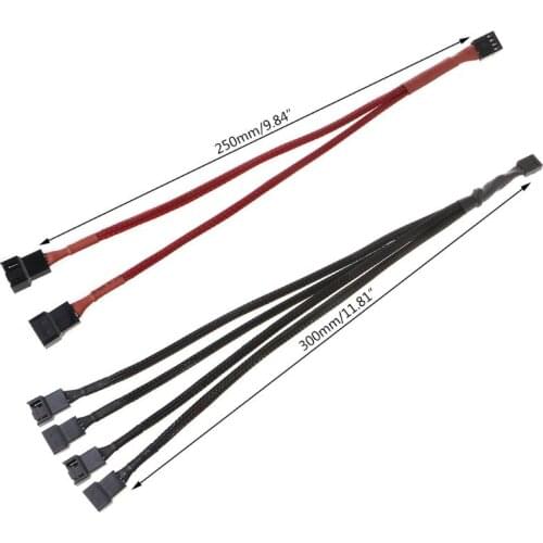 PWM 4pin Fan Sleeved Extension Splitter Hub Cables Motherboard CPU 4 pin to 2 4