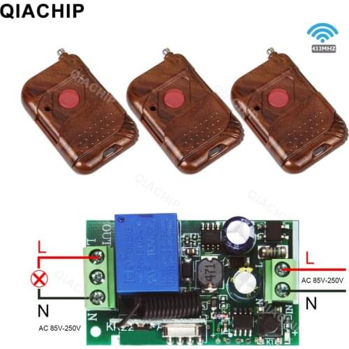 QIACHIP 433MHz 220V Lamp Wireless Remote Control Switch 110V Remote Control Receiver EV1527 Transmitter For Led Lights Bulb DIY