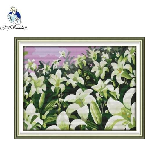 Joy Sunday Lilies DIY Handmade Embroidered Chinese Cross Stitch Embroidery Kit Design Home Decoration