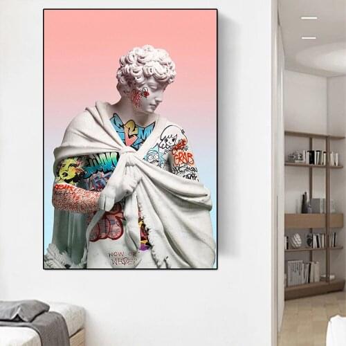 Modern Decorative Sculpture Graffiti Wall Art Poster Canvas Painting and Living Room Prints Funny Portrait Pictures Decoration