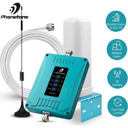 2G 3G 4G Cell Phone Signal Booster for US/CA Phone Signal Boosters 5 Band 700/850/1700/1900MHz GSM LTE Repeater for Voice/Data