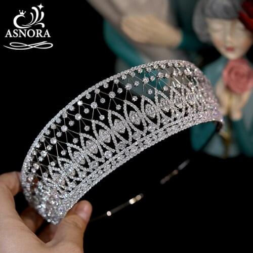 ASNORA New European Retro Bride Wedding Hair Accessories CZ Crystal Headdress Luxury Bride Zircon Crowns For Women A01240