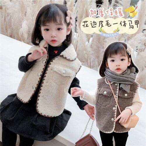 Girl Lamb Wool Waistcoat Vest Winter Kids Boys Girls Clothing Tops Fashion Solid Color Coat for Girl Vest Fur Thick Clothes