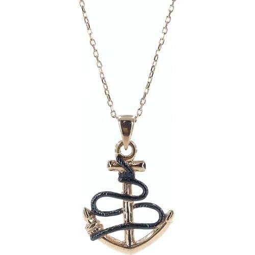 Gold Model Anchor (Anchor) Special Design Silver Necklace