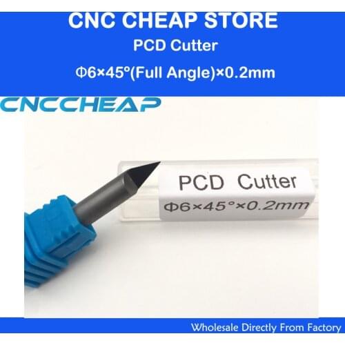 1pc SHK 6mm V Bit 45 Degree 0.2mm CNC Router End Mill Diamond PCD Tools Stone Hard Granite Cutting Engraving Bits PCD Cutter