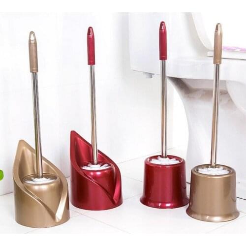 1PC Bathroom Stainless Steel Toilet Brush with ABS Plastic Long Handle Cleaning Brush Set OK 0200