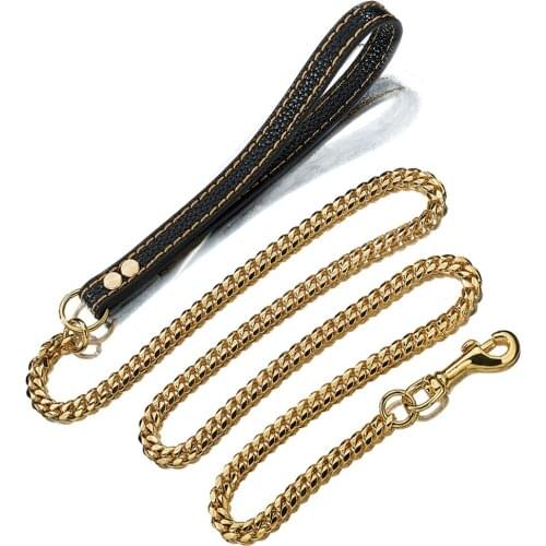 10mm Stainless Steel Drawstring Pet Dog Accessories Golden Tow Rope Wholesale Good Quality Affordable Durable Latest Style