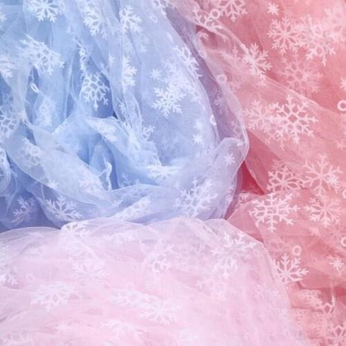 150cm Wide White Flocked Snowflake Dots Mesh Tulle Fabric High Quality Bridal Dress Wedding Decoration Tutu Skirt Net Fabric