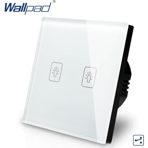 2 Gang 2 Way Intermediate Switch Wallpad Luxury White Crystal Glass Wall Switch Touch Switch Normal 110-250V European Standard