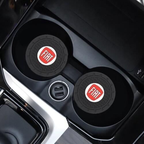 2Pcs Pu Car Water Cup Slot Non-Slip Mat Pad For Fiat 500 Tipo FR Punto Ducato Abarth Stilo Palio Bravo Pondo Viaggio Doblo