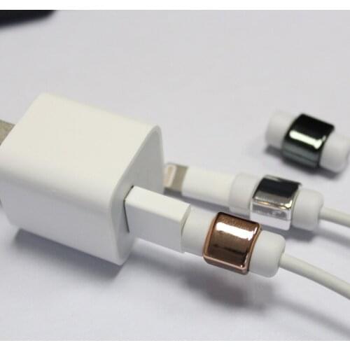20pcs/lot Gold Silver Plating USB Charger Cable Protector Colorful Earphones USB Data Cable Cover For iPhone 7 6s 6 5 5s