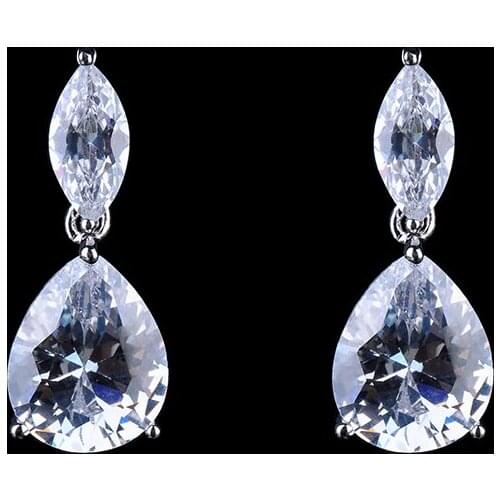 2015 Fashion Design contracted pop Cubic zirconia Lady Women Dangler Wedding Bridal Jewelry GLE3807