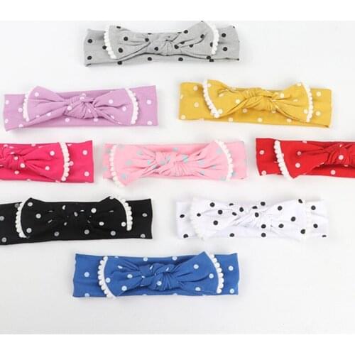 2018 Bebe Headband Dots Bow Tie Head Bands Children Kid Elastic Hair Bands Turban Trimmed Knot Headwrap Infants Hair Accessories