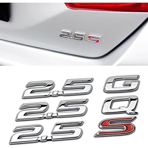 3D Emblem 2.5 G Q S Trunk Lid Sticker for Toyota Camry Tacoma 4runner Auris Capacity Badge Zinc Alloy Decal Automotive Refitting