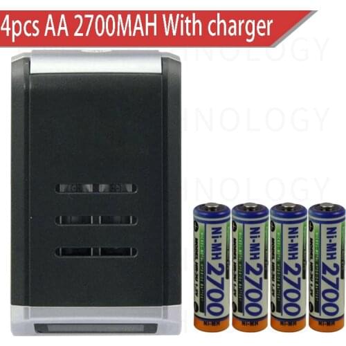 4PCS/lot FOR SANYO 1.2V AA 2700mAh Rechargeable battery + 4 slots AA AAA battery charger CAN charge alkaline NiMH NiCd battery