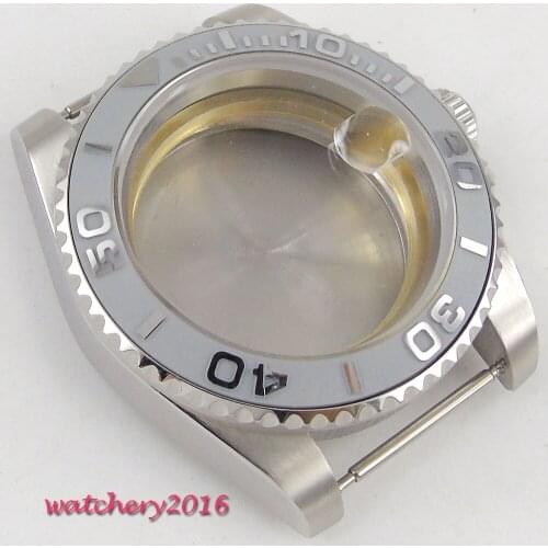 40mm Sapphire Glass Date Grey Ceramic Bezel Top brand Luxury Newest Hot stainless steel Watch Case fit 8215 2836 Movement
