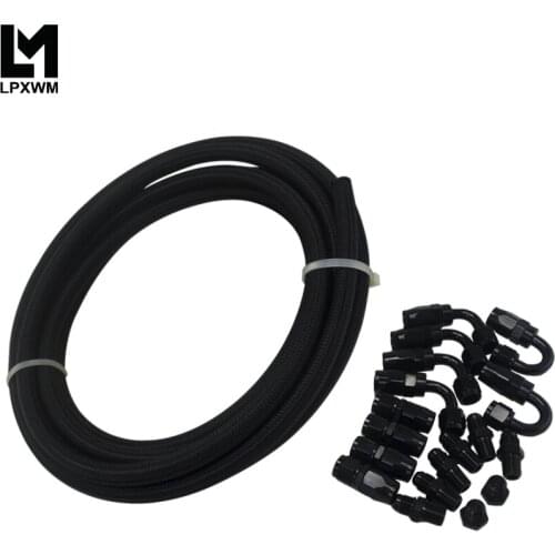 6 AN Pros Lite Racing Hose Fuel Oil Line 350 PSI 5M + Hose End Adaptor KIT + NPT PLUG 7312+SL10NPT-BK