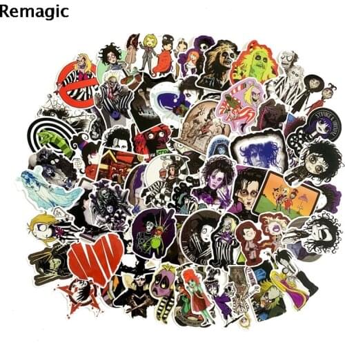 61pcs Tim Burton Movie Sticker pack fans anime vintage paster cosplay scrapbooking diy phone laptop collections home decorations