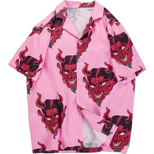 LACIBLE Devil Hawaiian Shirt Men 2021 3D Print Summer Beach Short Sleeve Tops Loose Harajuku Shirt Hip Hop Streetwear